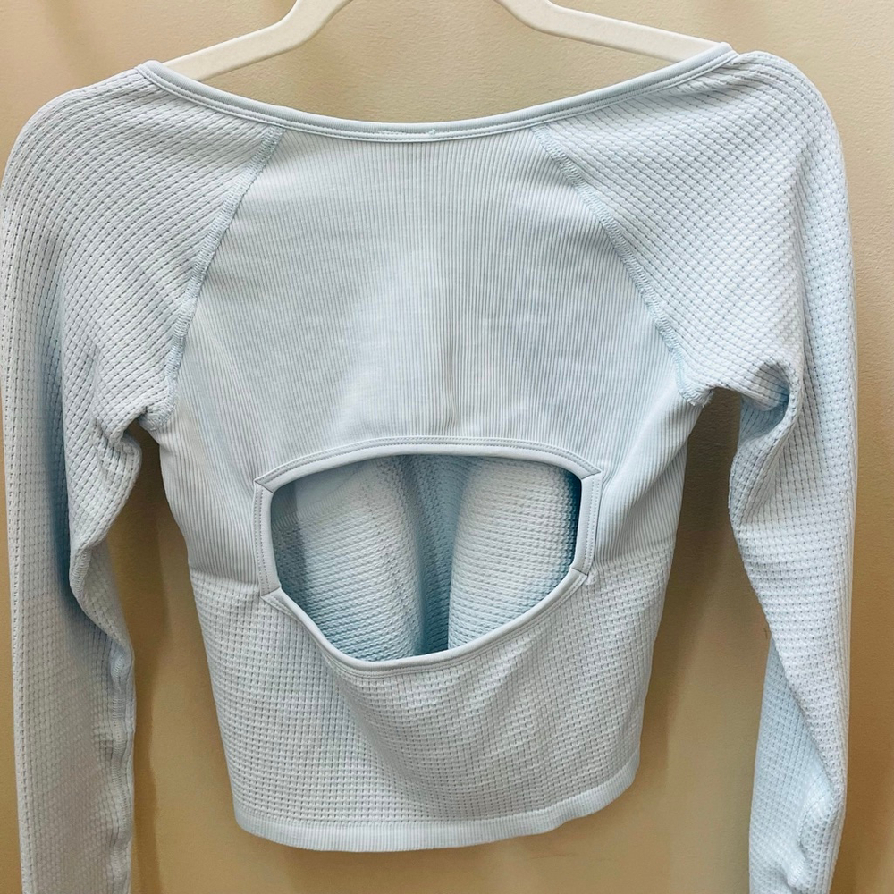 Free People FP Movement Bail Out Long Sleeve Layering Top Light Blue M/L NWT - Picture 5 of 5